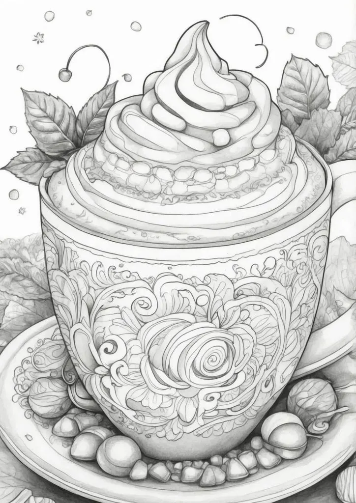 cute mug of cocoa coloring page