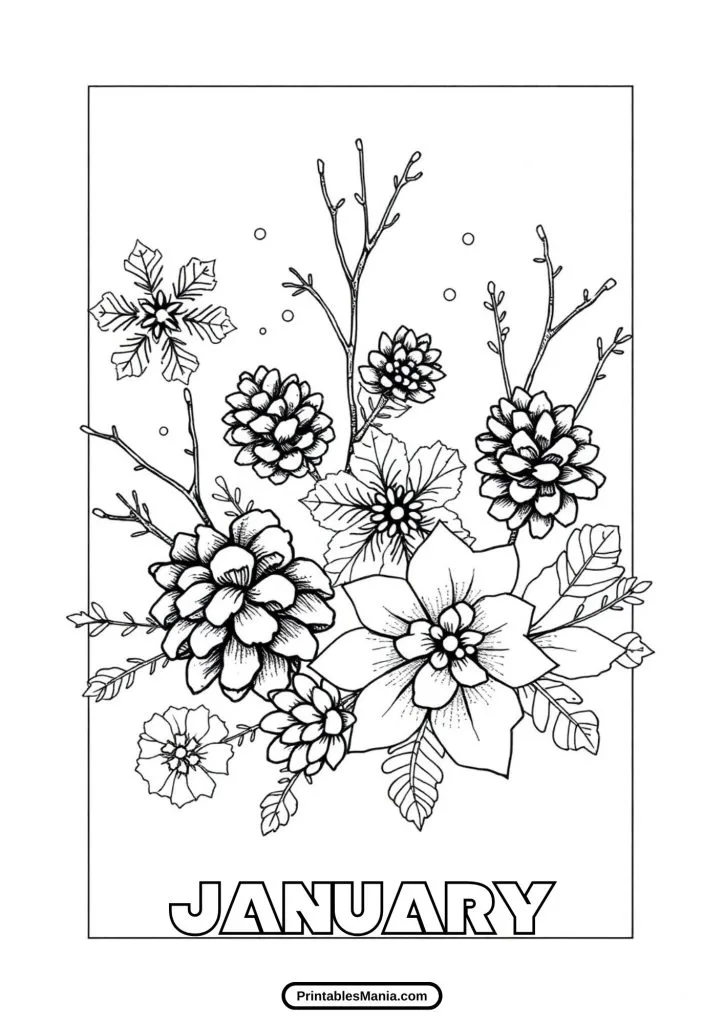 printable free january snow coloring