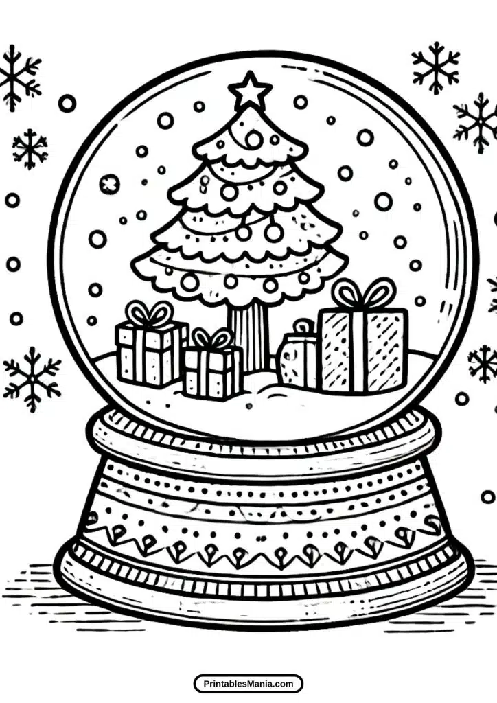 snow globe free coloring page