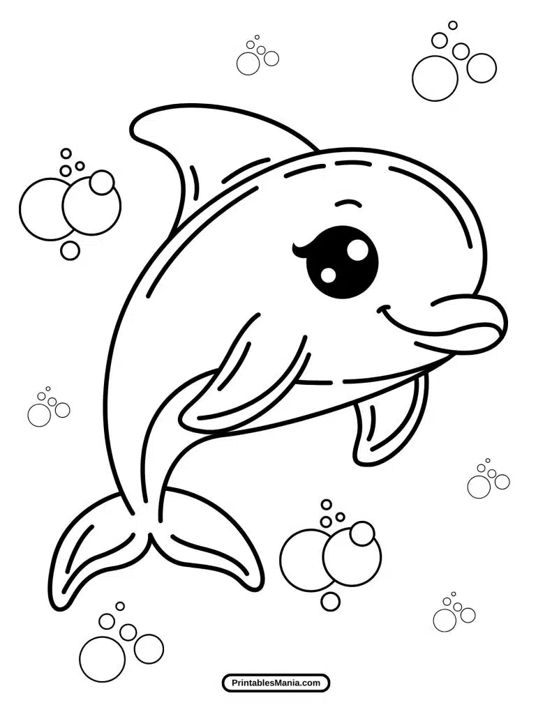 free printable dolphin coloring page for kids – pdf download