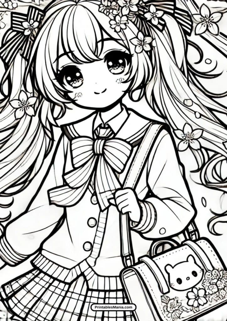 free anime girl coloring page download