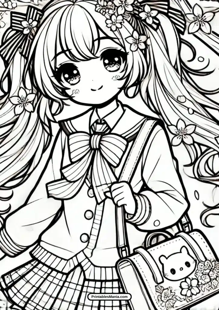 free anime girl coloring page download