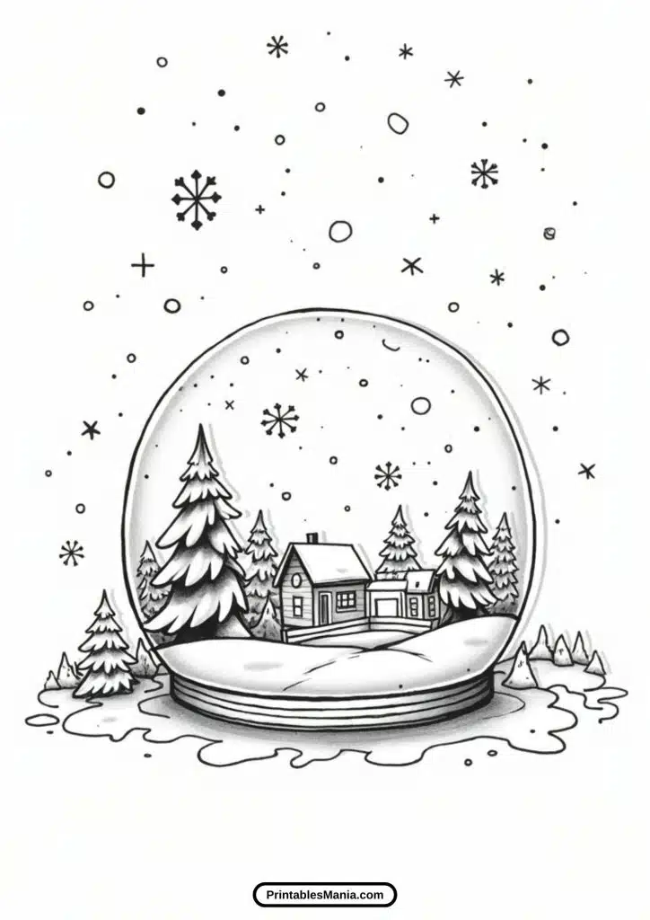 download snow globe free coloring page