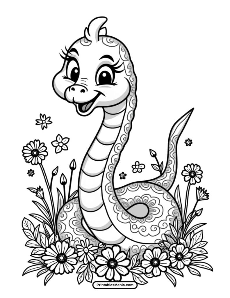 simple and free snake coloring page printable