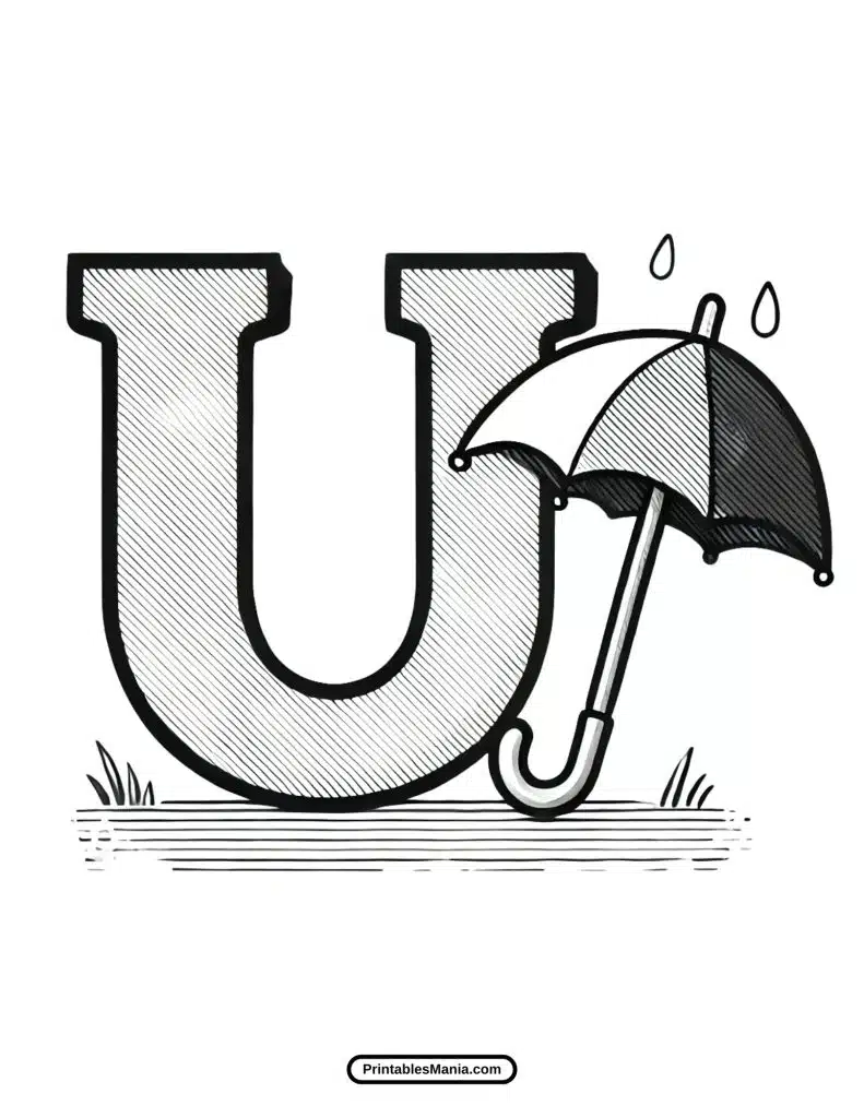 downloadable alphabet letter U coloring page in pdf format