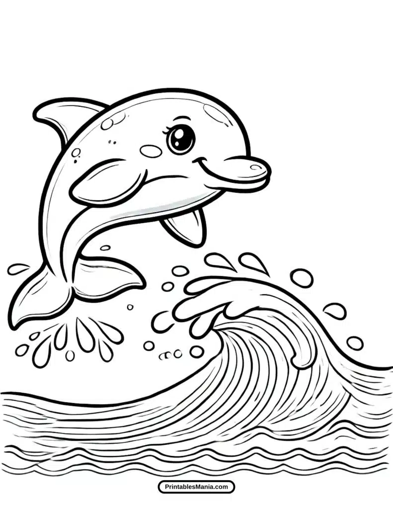 ocean dolphin scene coloring page