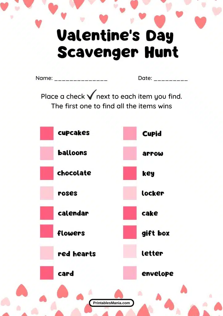 Valentine's Day party scavenger hunt 