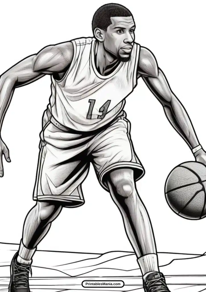 basketball coloring sheet for adults