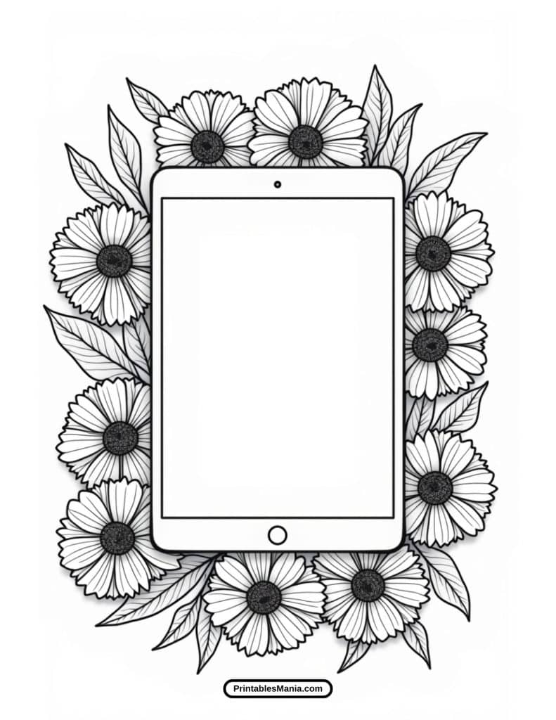 printable tablet coloring page for kids to enjoy