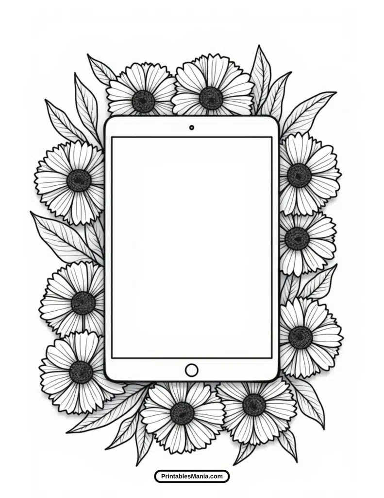 printable tablet coloring page for kids to enjoy