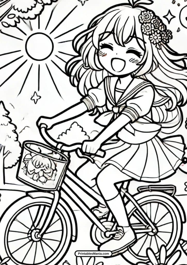 download detailed anime girl coloring pages free