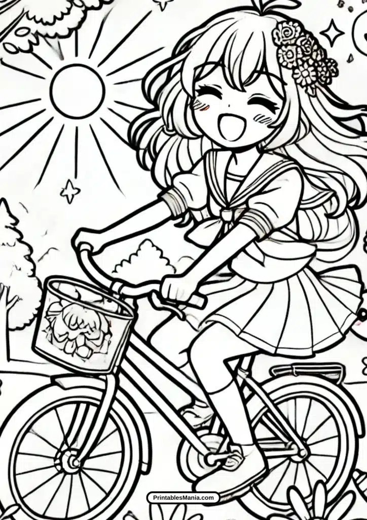 download detailed anime girl coloring pages free