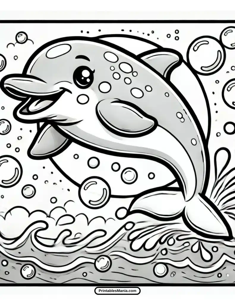 happy dolphin coloring sheet