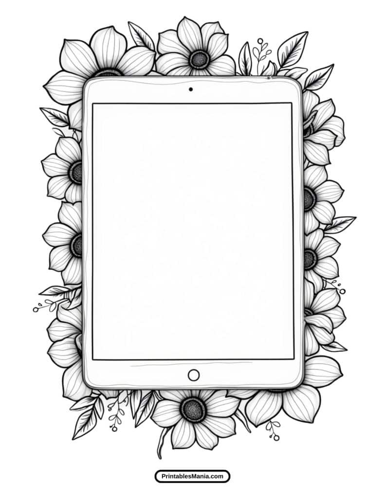 free iPad coloring sheet with simple bold lines