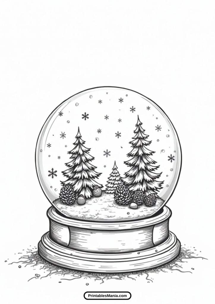 free snow globe pdf coloring sheet