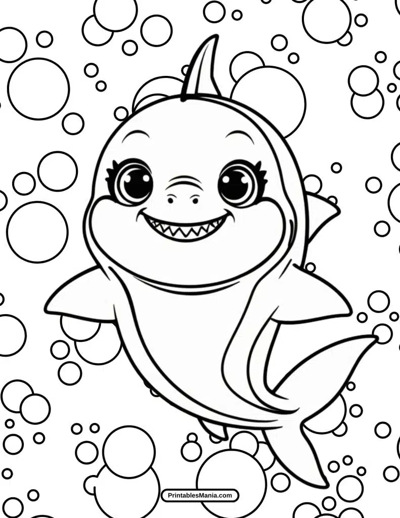 simple baby shark coloring sheet for toddlers, available for free