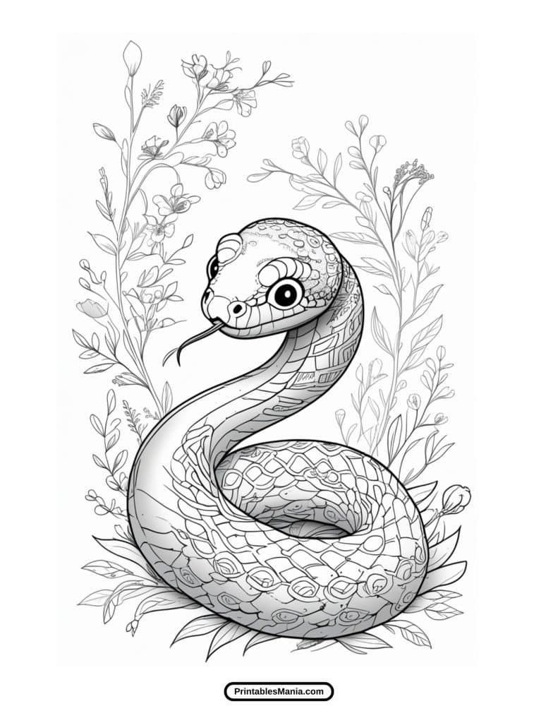 free snake coloring page in printable PDF format