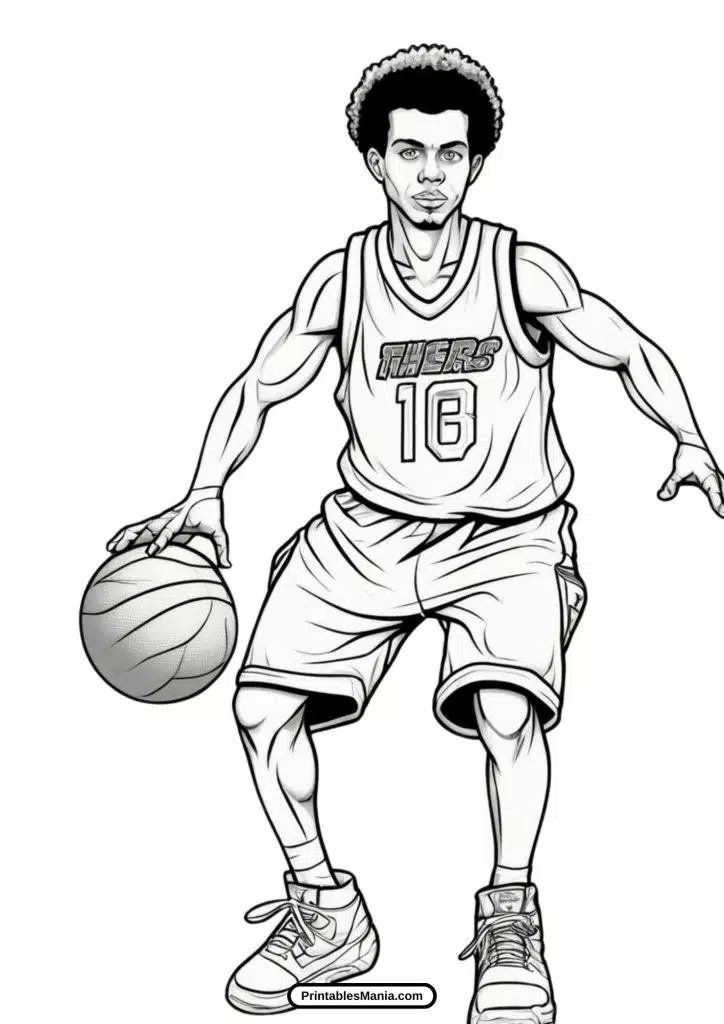 basketball printable coloring page