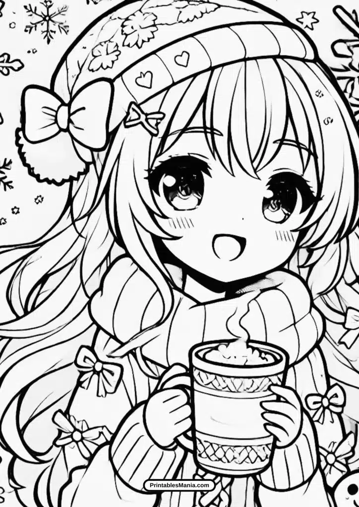 fantasy anime girl coloring page free printable