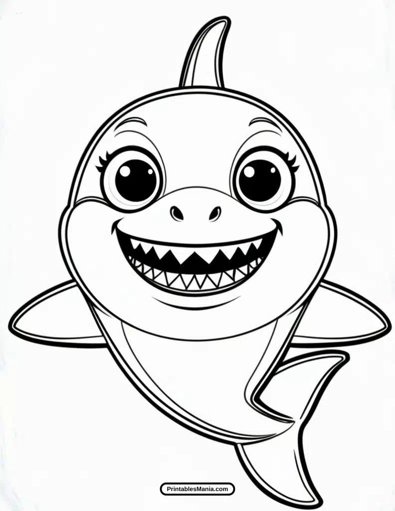 downloadable baby shark pdf coloring page with playful designs