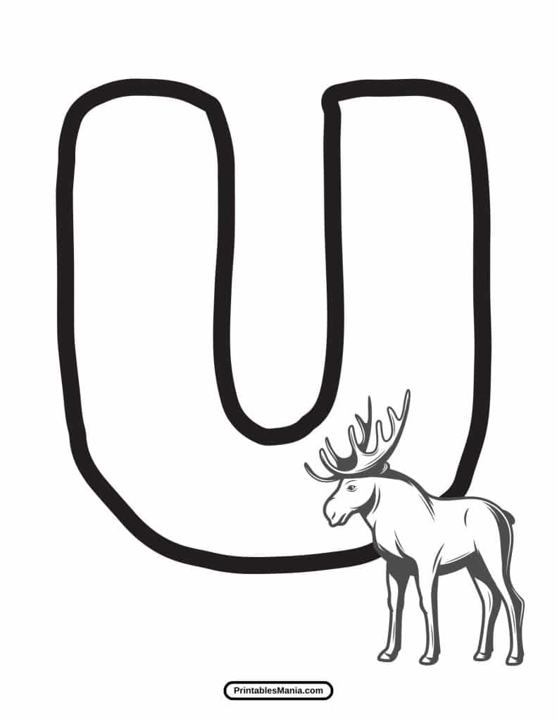 easy-to-print letter U coloring sheet, free to download