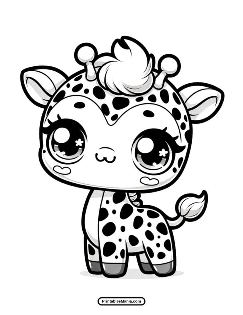 kawaii-style giraffe coloring sheet download