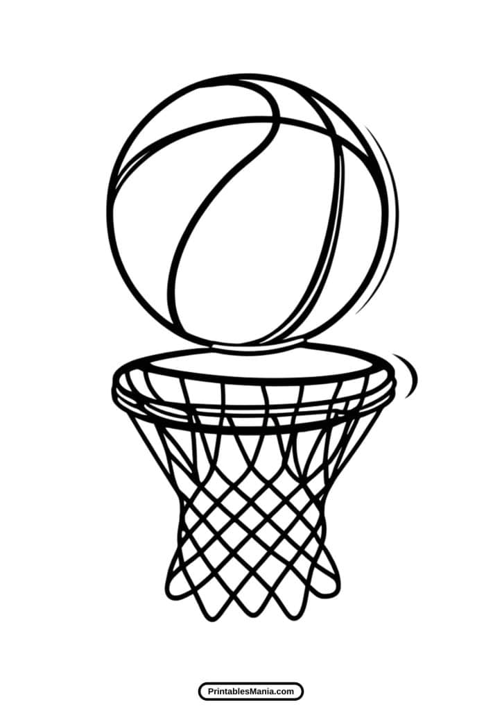 basketball action scene coloring page