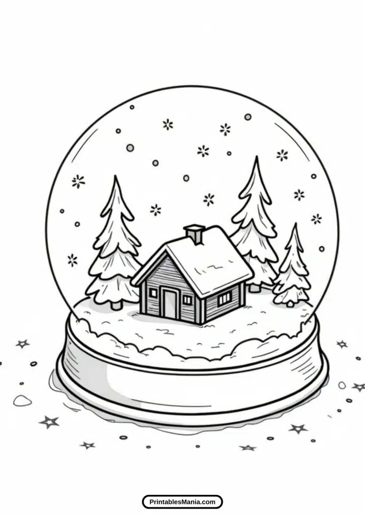 simple snow globe coloring sheet download