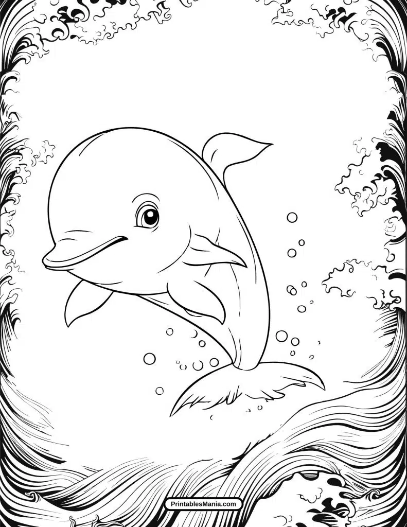 dolphin underwater coloring page