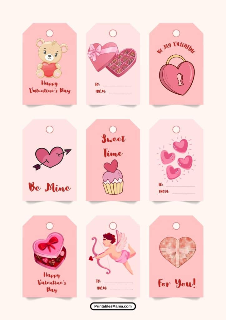 simple valentine’s day gift tags with customizable text fields