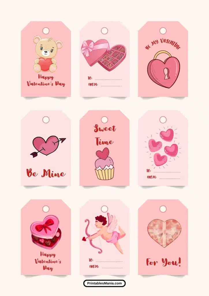 simple valentine’s day gift tags with customizable text fields