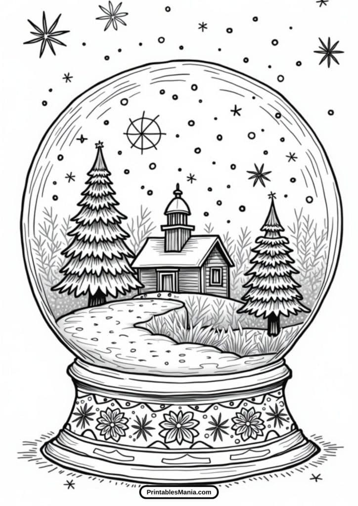 printable snow globe coloring page free