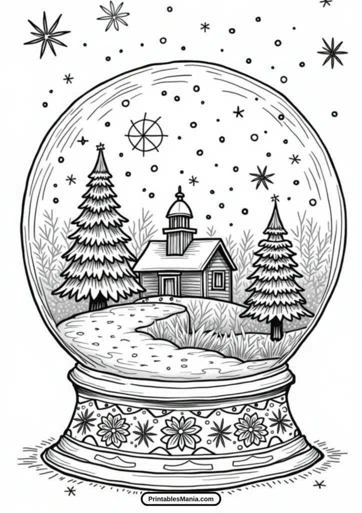 printable snow globe coloring page free