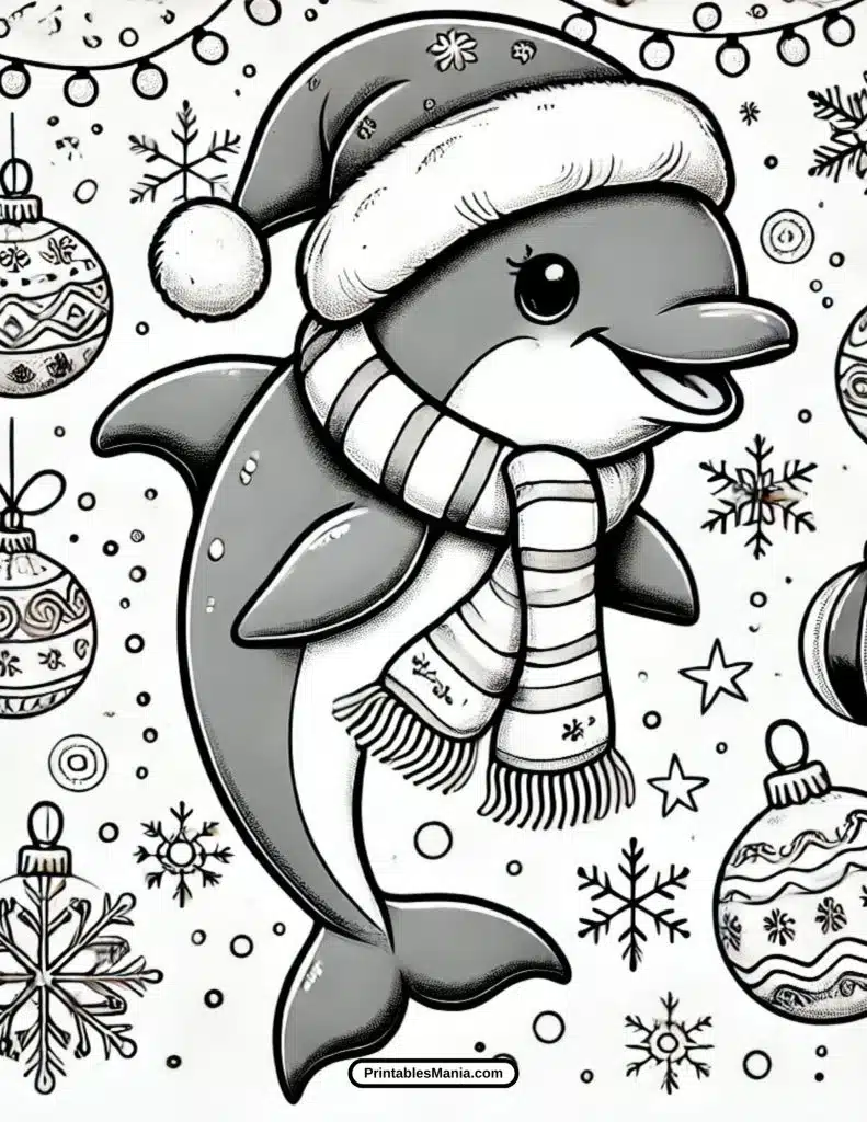 christmas dolphin coloring pages