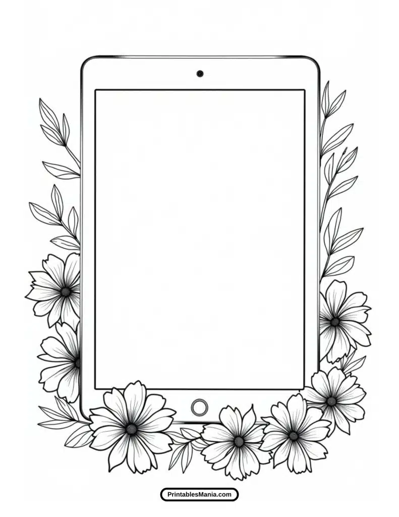 printable digital tablet coloring page for kids