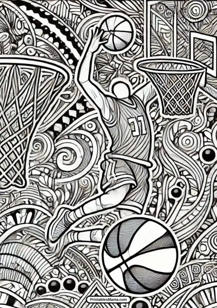 basketball free coloring page download