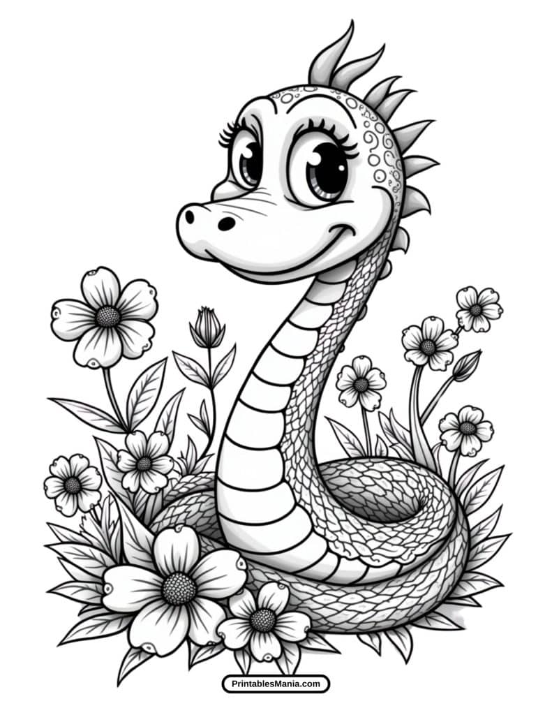 free pdf snake coloring page for young artists