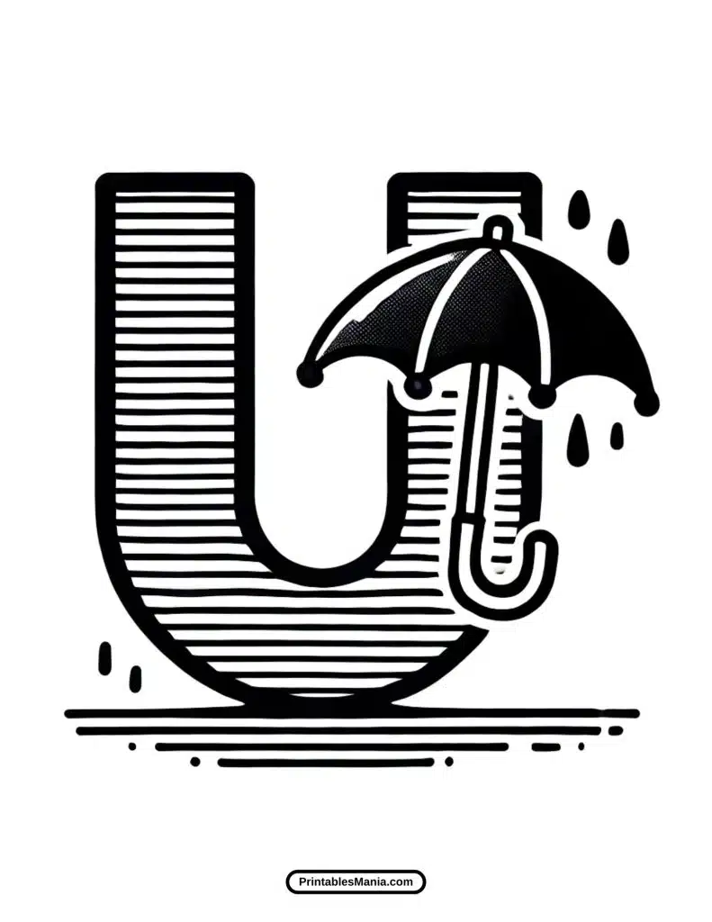 letter U printable coloring sheet for early learners