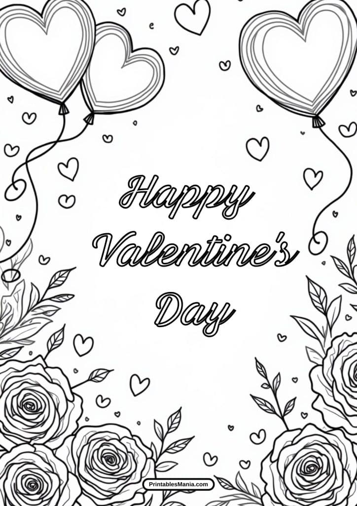 free whimsical valentine's day coloring page pdf