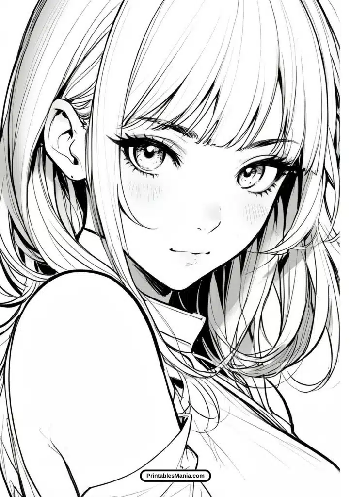 adorable anime girl coloring page pdf free