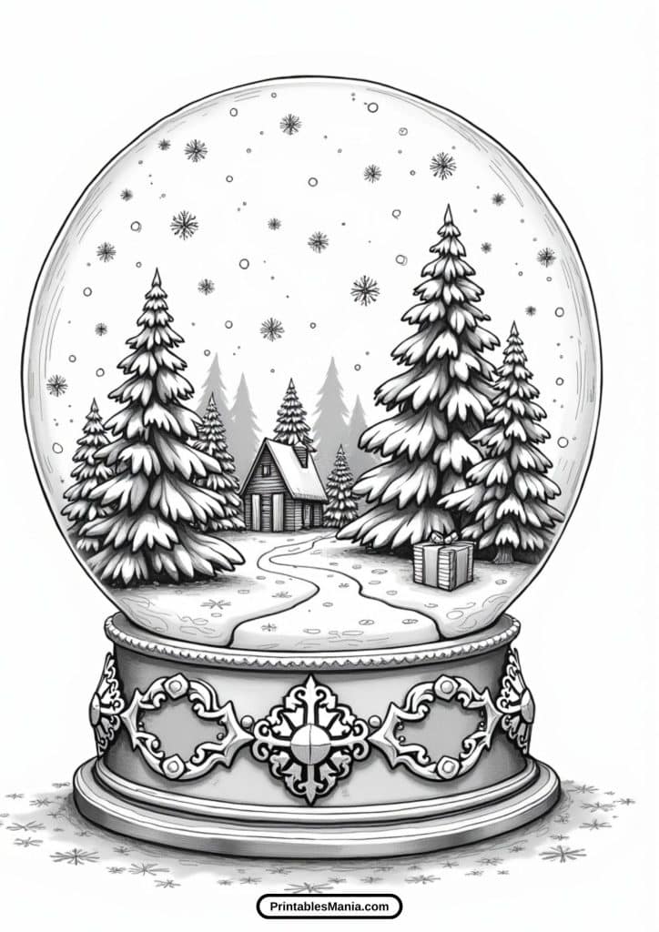 downloadable snow globe coloring sheet