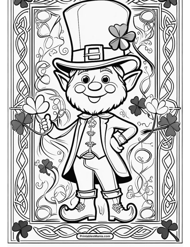 free pdf of a St. Patrick’s Day coloring page with festive designs