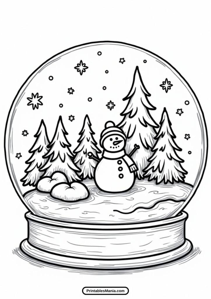 simple printable snow globe coloring page