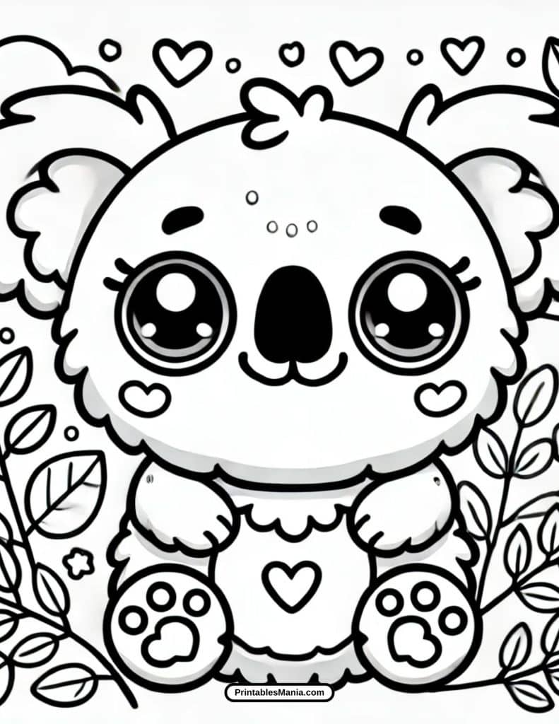 free printable kawaii animal coloring page pdf