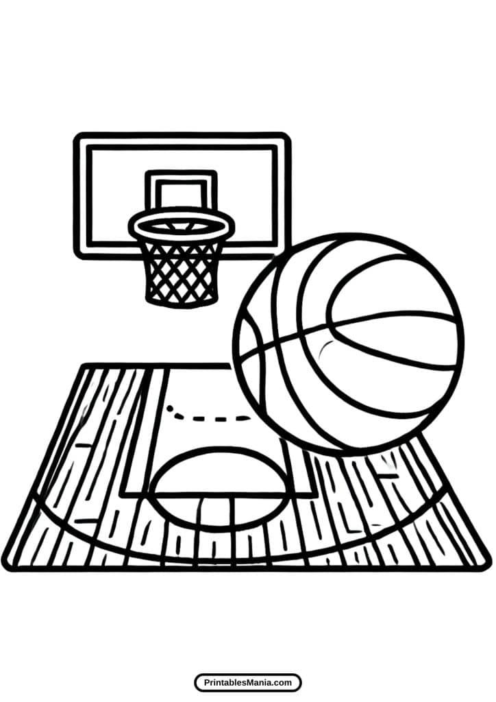 download simple basketball coloring sheet