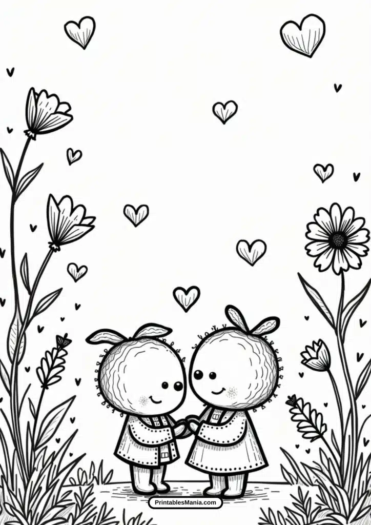 download romantic heart coloring pages free pdf