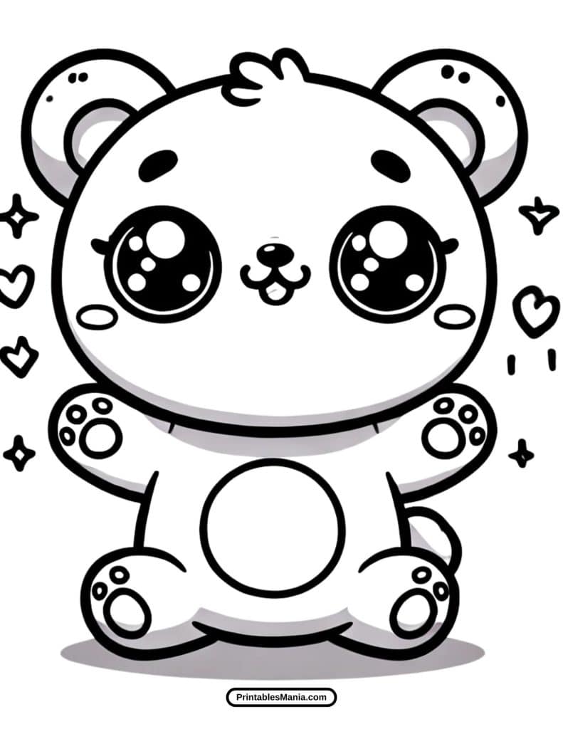 cute and easy kawaii animal coloring sheet download