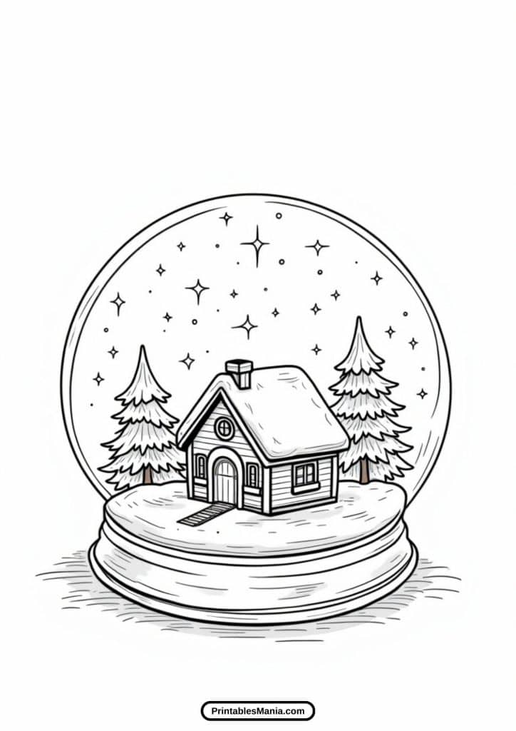 simple snow globe coloring page pdf