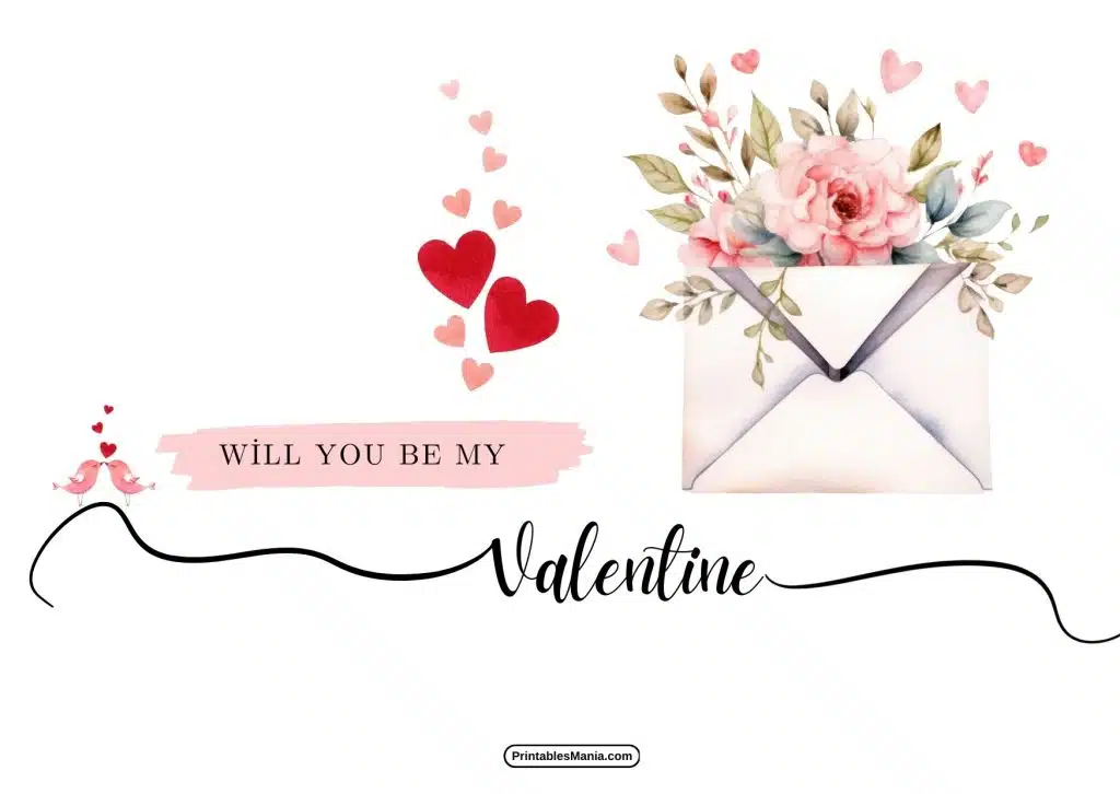 romantic valentine’s day card with flowers