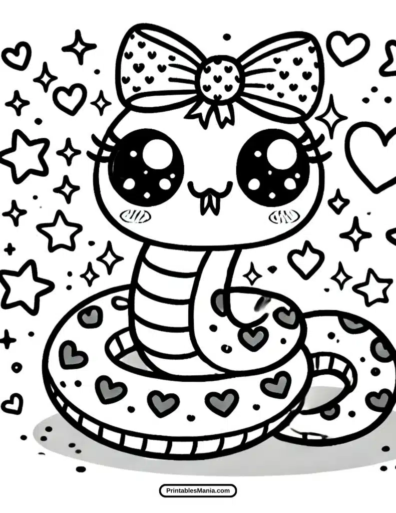 cute snake coloring page in pdf format